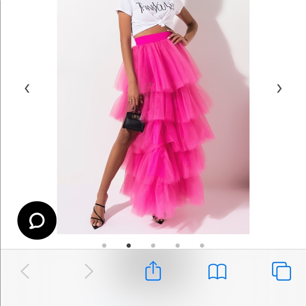 Pink tulle maxi skirt.